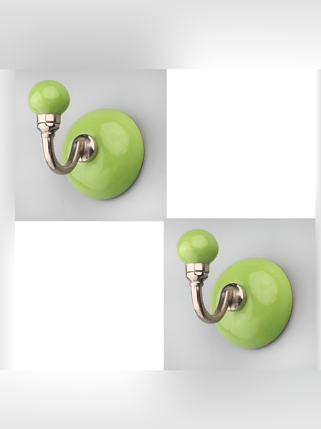 

IndianShelf Lime Green 2 Pieces Ceramic Key Holder Cloth Hanger for Wall Hooks