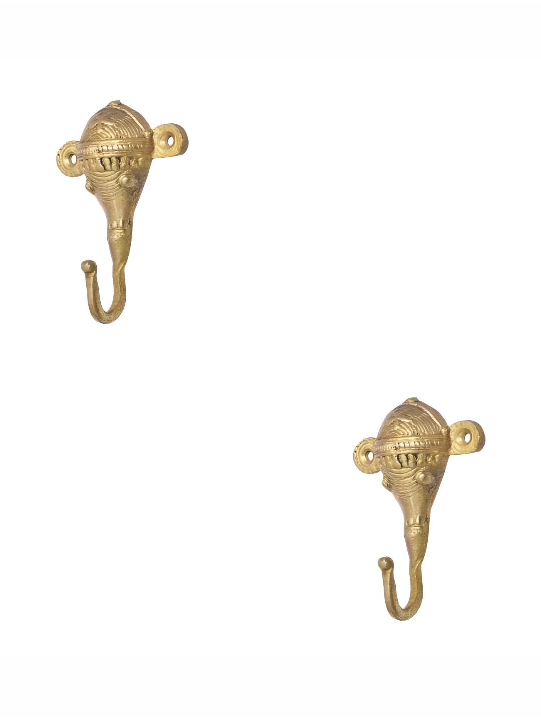 

IndianShelf Gold Toned 2 Pieces Brass Elephant Door Hangers for Clothes Wall Hooks