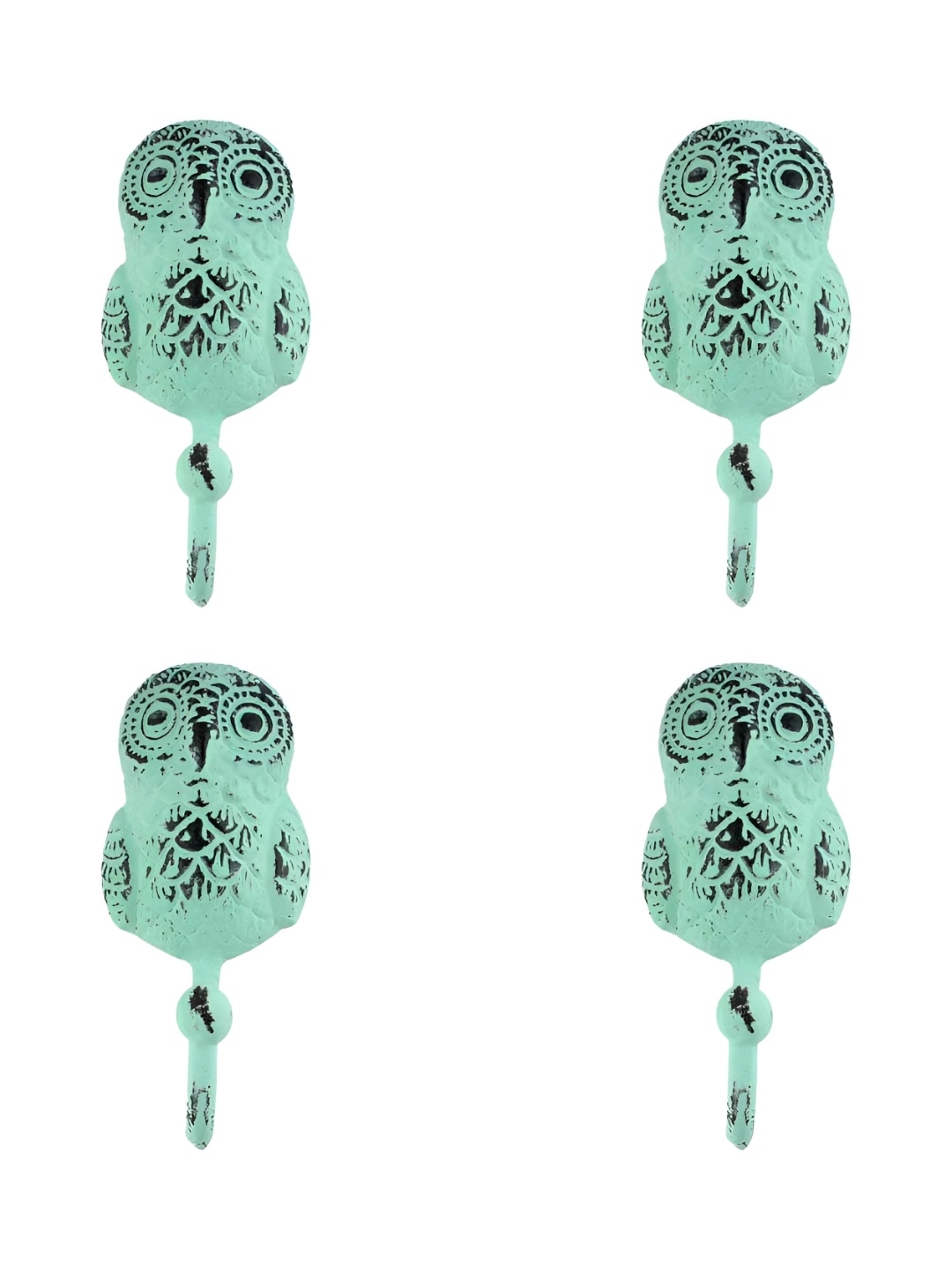 

IndianShelf Green & Black 4 Pieces Owl Designed Wall Hooks