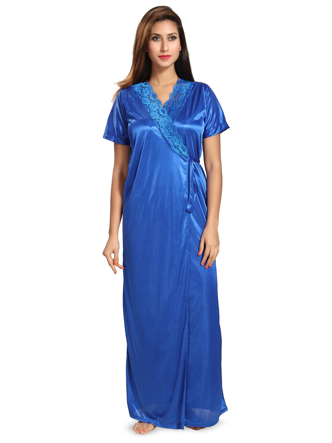 

Noty Women Everyday Wrap Nightdress, Blue