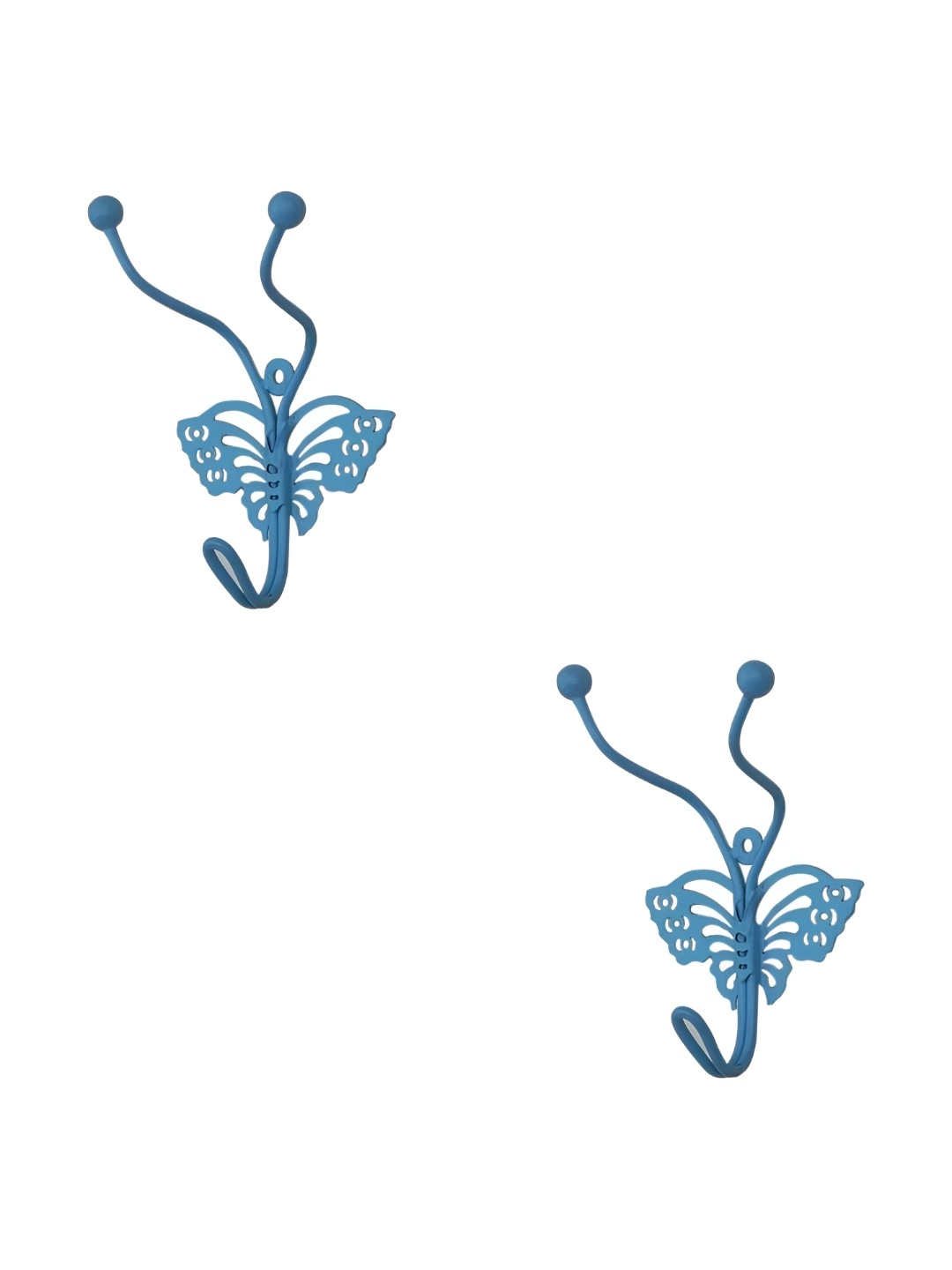 

IndianShelf Turquoise Blue 2 Pieces Metal Butterfly Wall Mounted Hooks Door Hanger