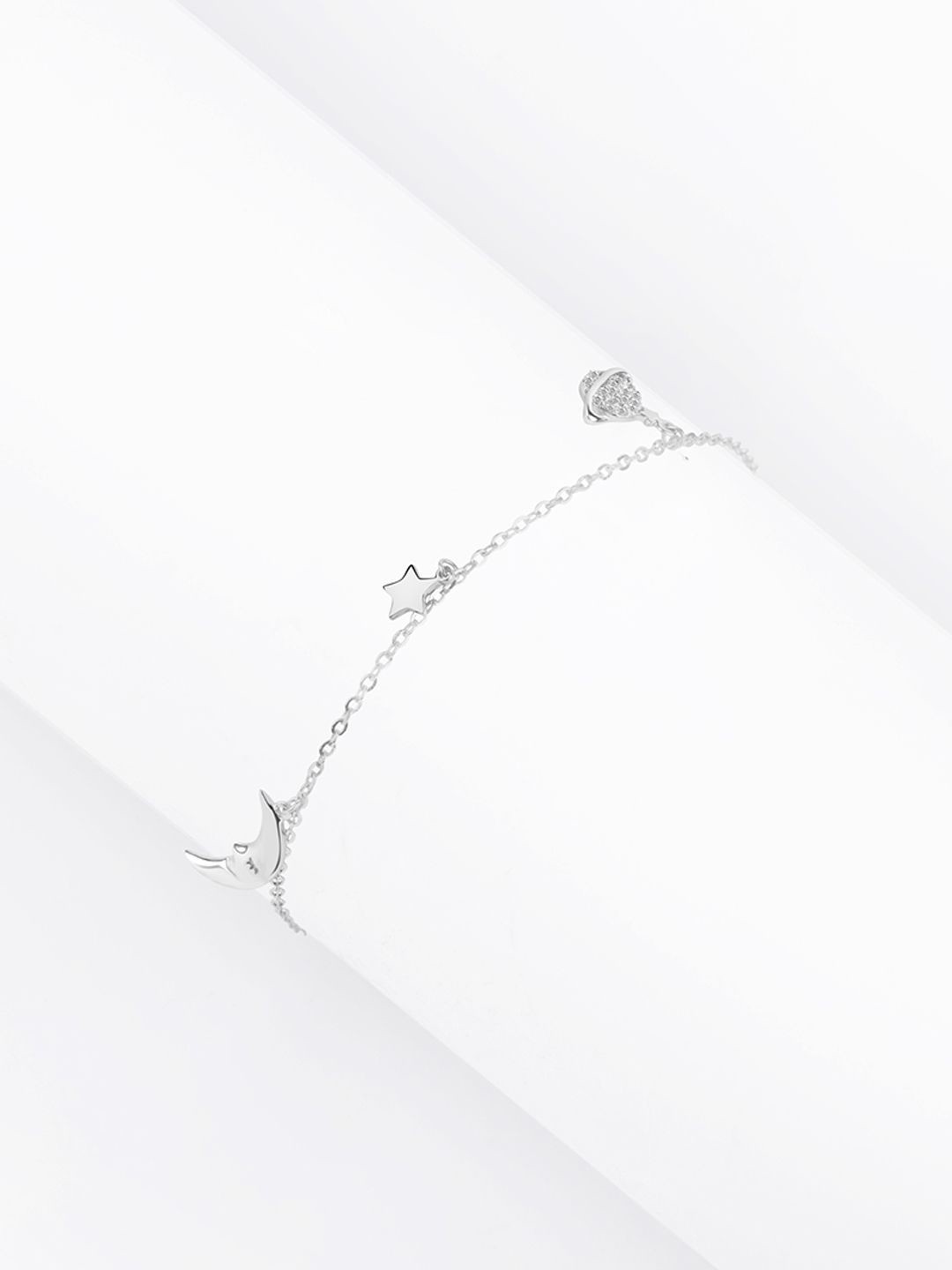 

Nistra Women Sterling Silver Cubic Zirconia Rhodium-Plated Link Bracelet
