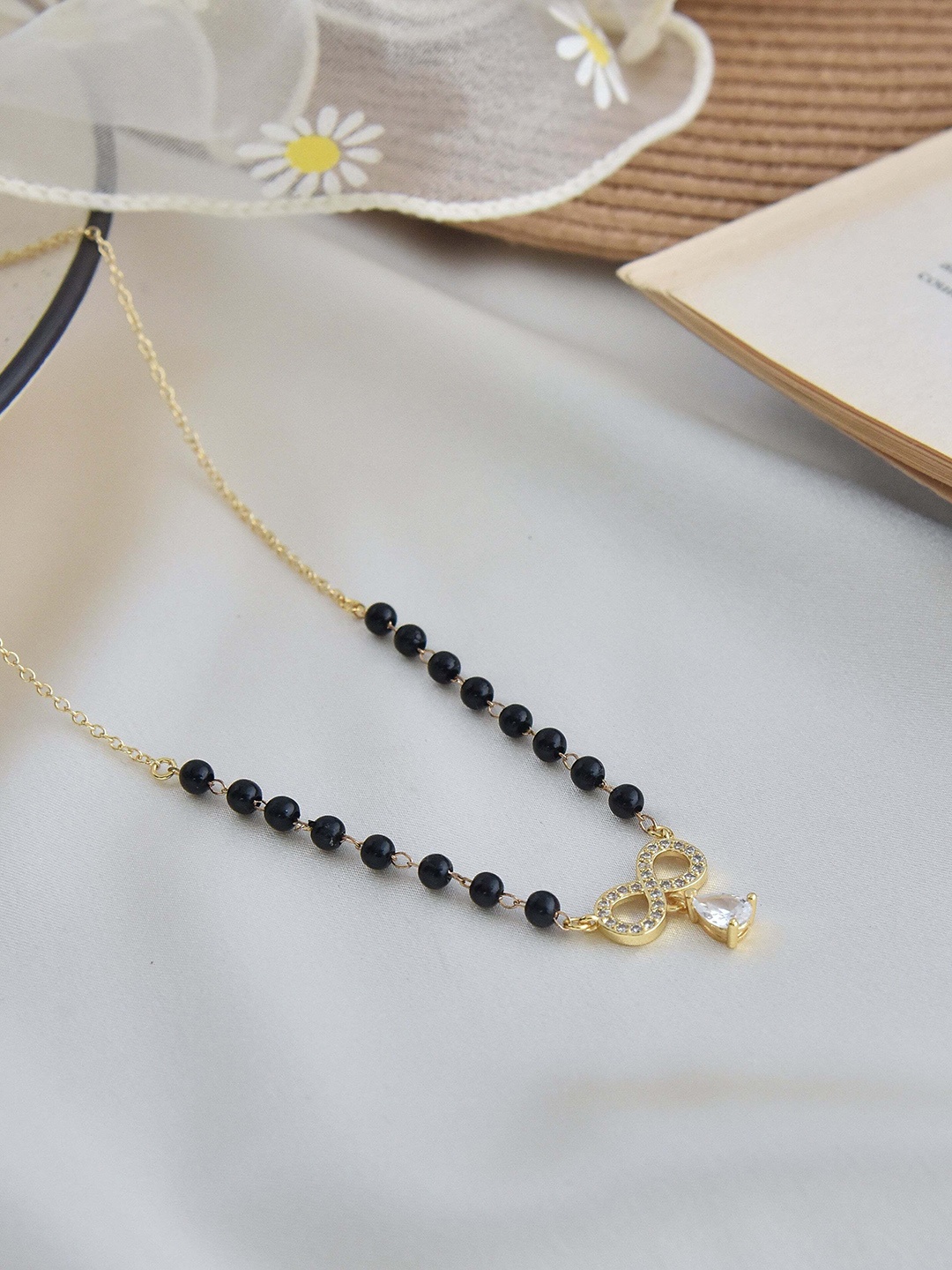 

Wynona Stone Studded & Beaded Mangalsutra, Gold