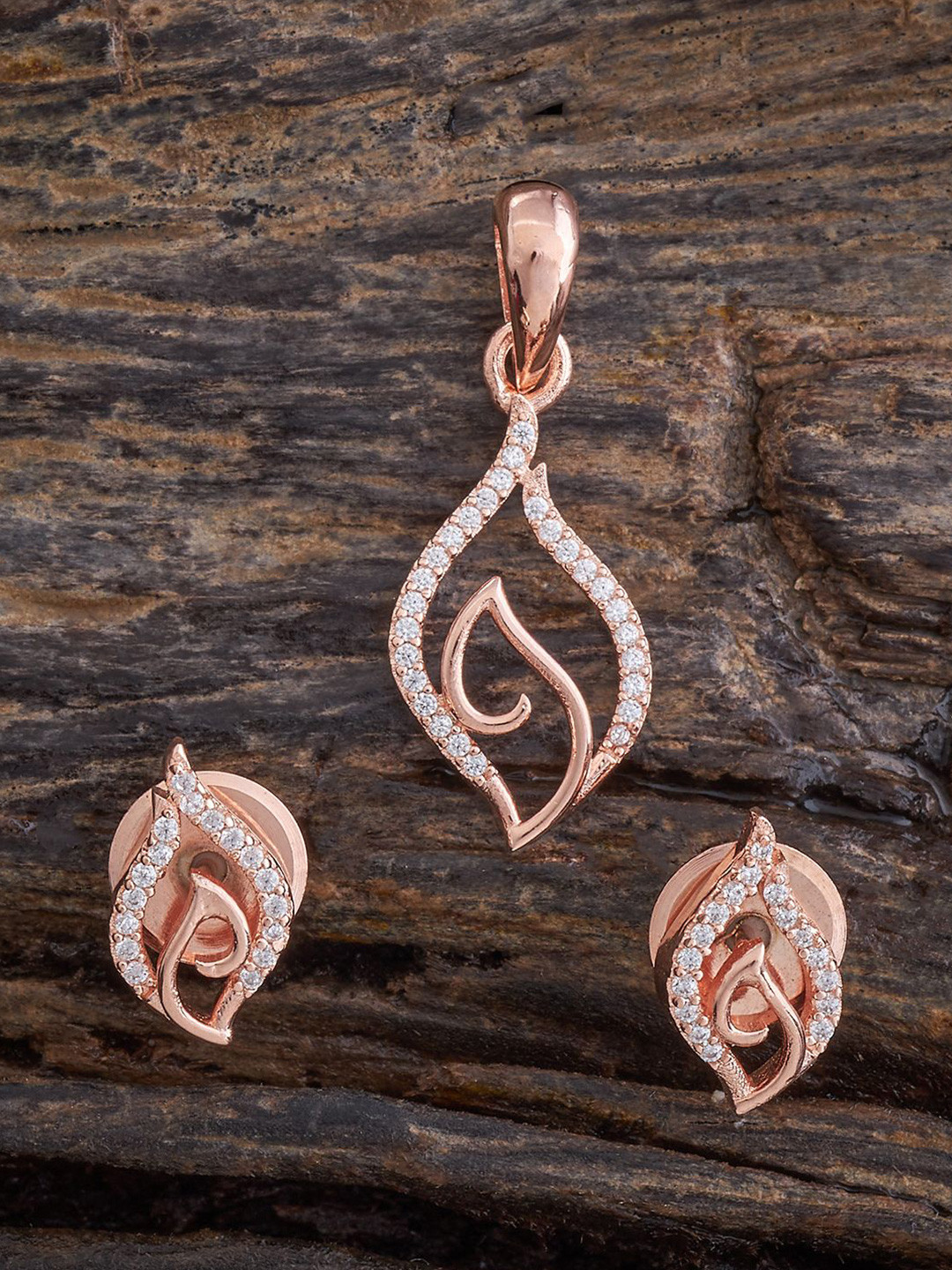 

Kushal's Fashion Jewellery Rose Gold-Plated CZ Stone Studded Jewellery Set