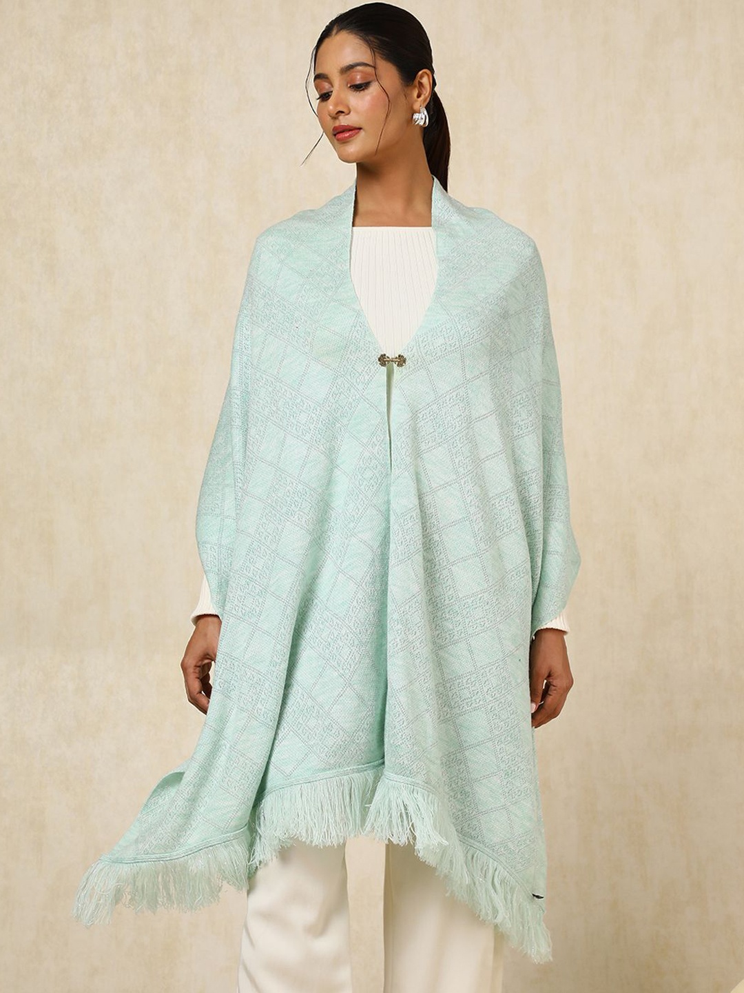 

Soch Women Geometric Woven Design Shawl, Blue
