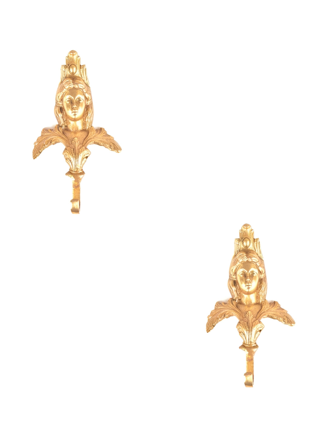 

IndianShelf Goldtoned 2 Pieces Brass English Lady Wall Hooks, Gold