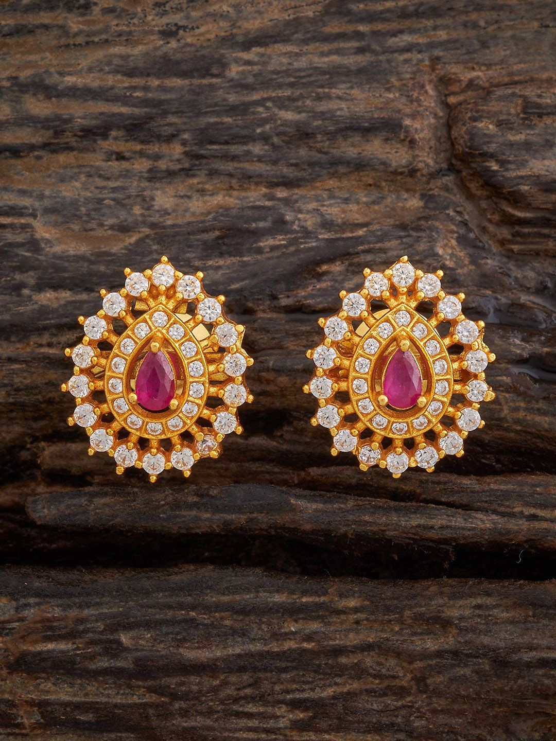 

Kushal's Fashion Jewellery Gold-Plated 92.5 Sterling Silver Ruby Zircon Temple Studs