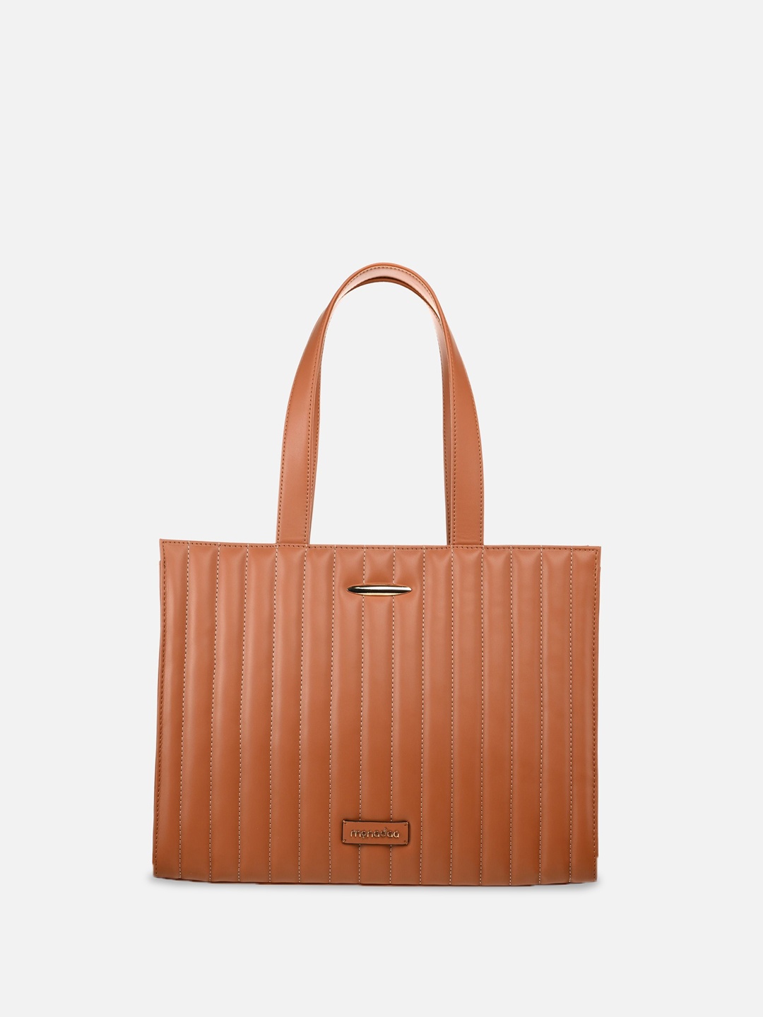 

Monadaa Oversized Structured Shoulder Bag with Cut Work, Brown