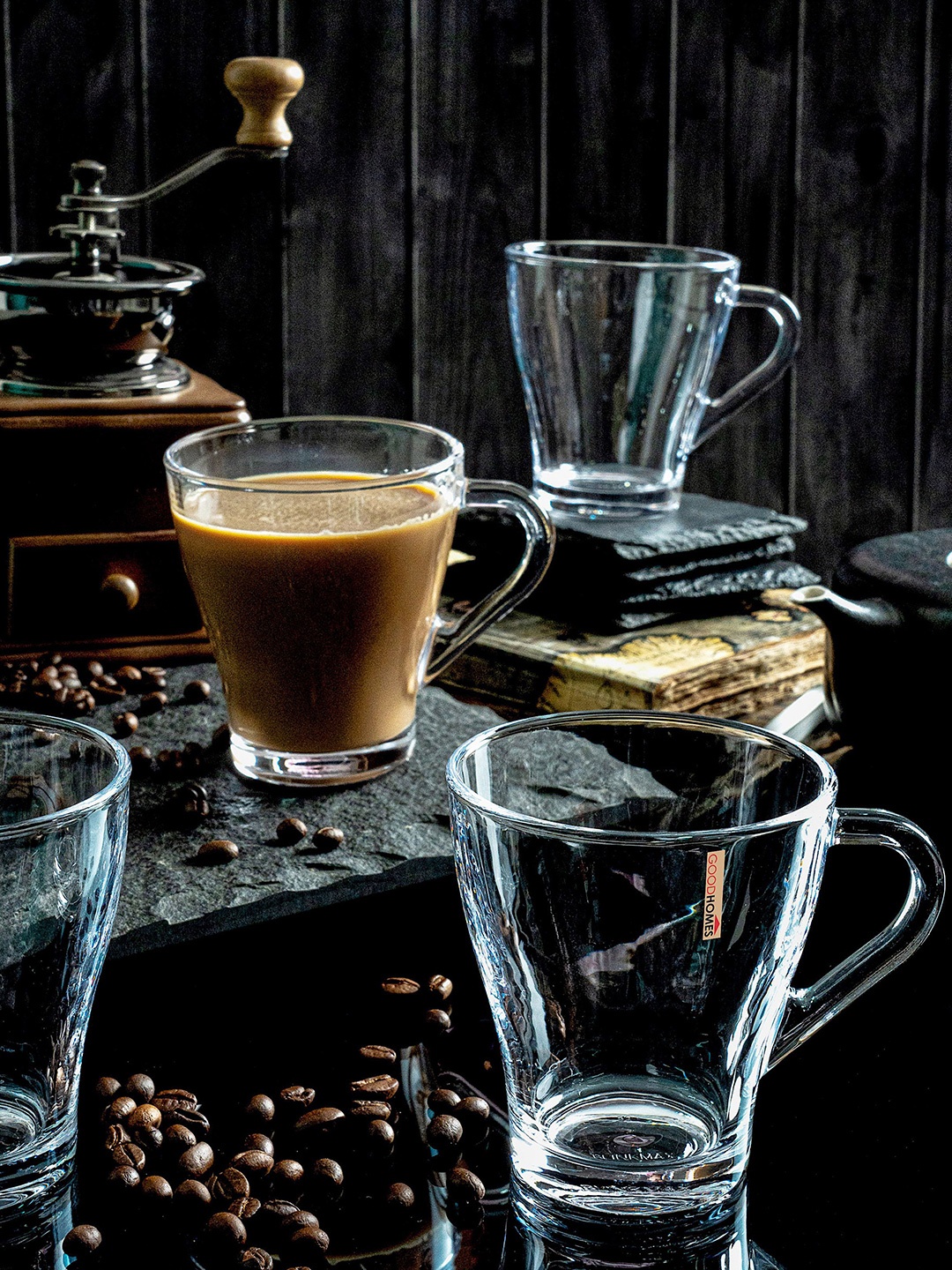 

GOODHOMES Transparent 6 Pieces Glass Coffee Mug- 240ml Each