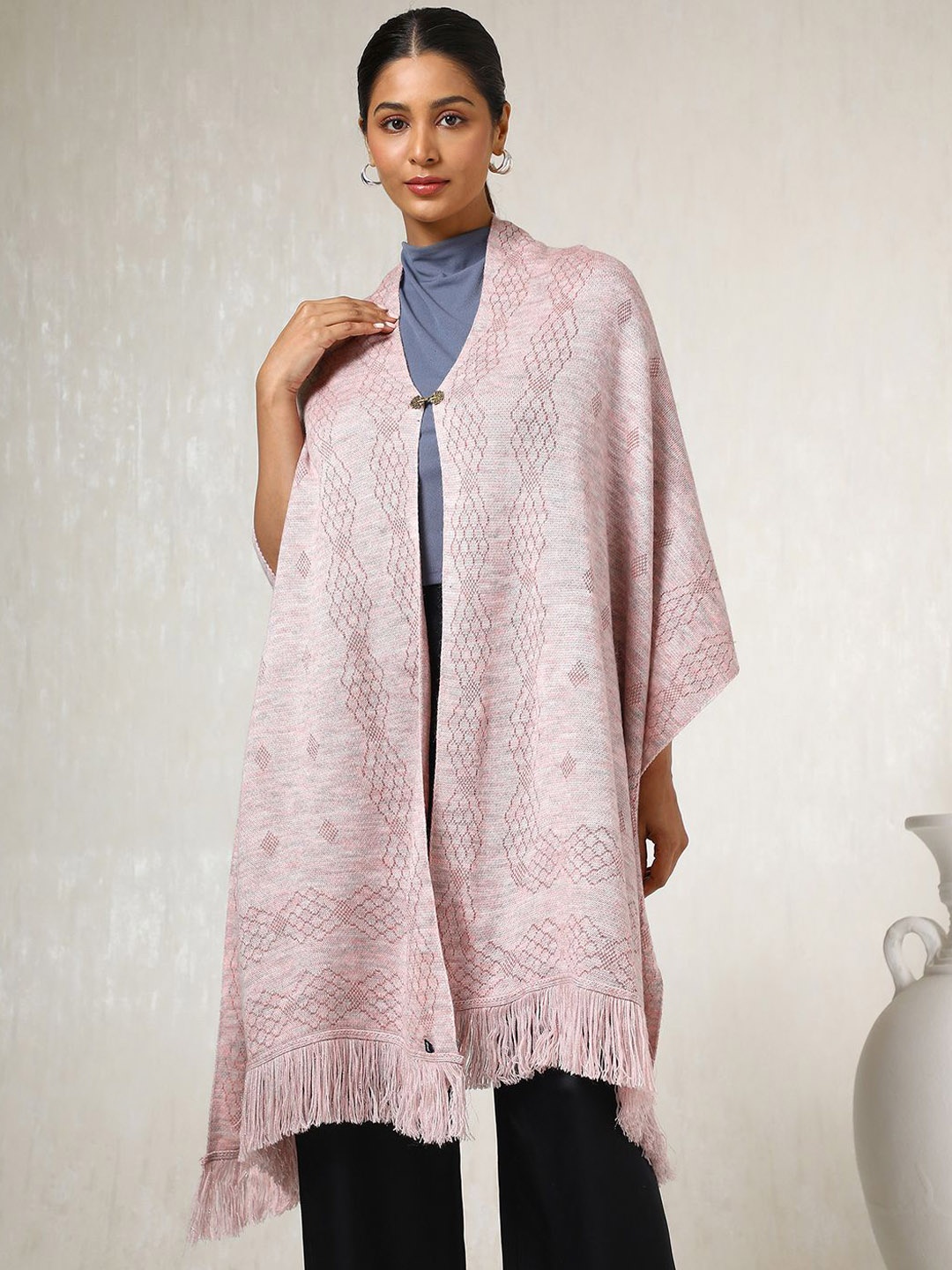 

Soch Women Geometric Woven Design Shawl, Pink