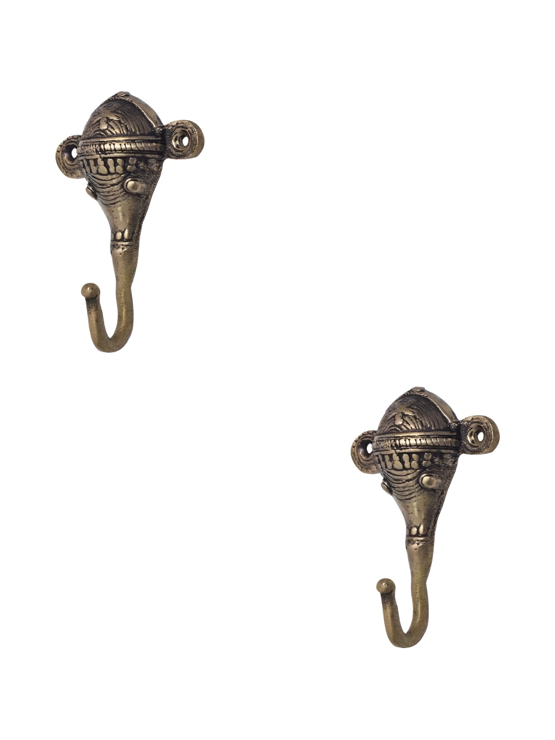 

IndianShelf Bronze Toned 2 PiecesBrass Ganesha Clothes Hanger for Wall Hooks for Kitchen