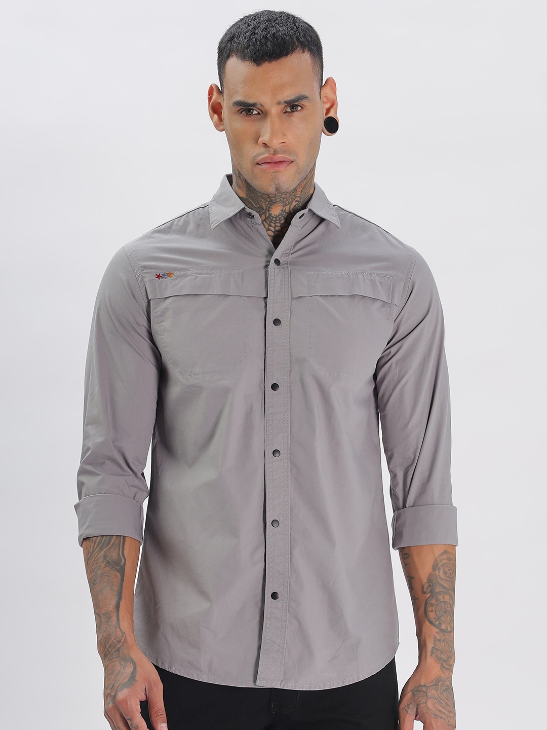 

BEVDAAS Men Spread Collar Solid Cotton Formal Shirt, Lavender