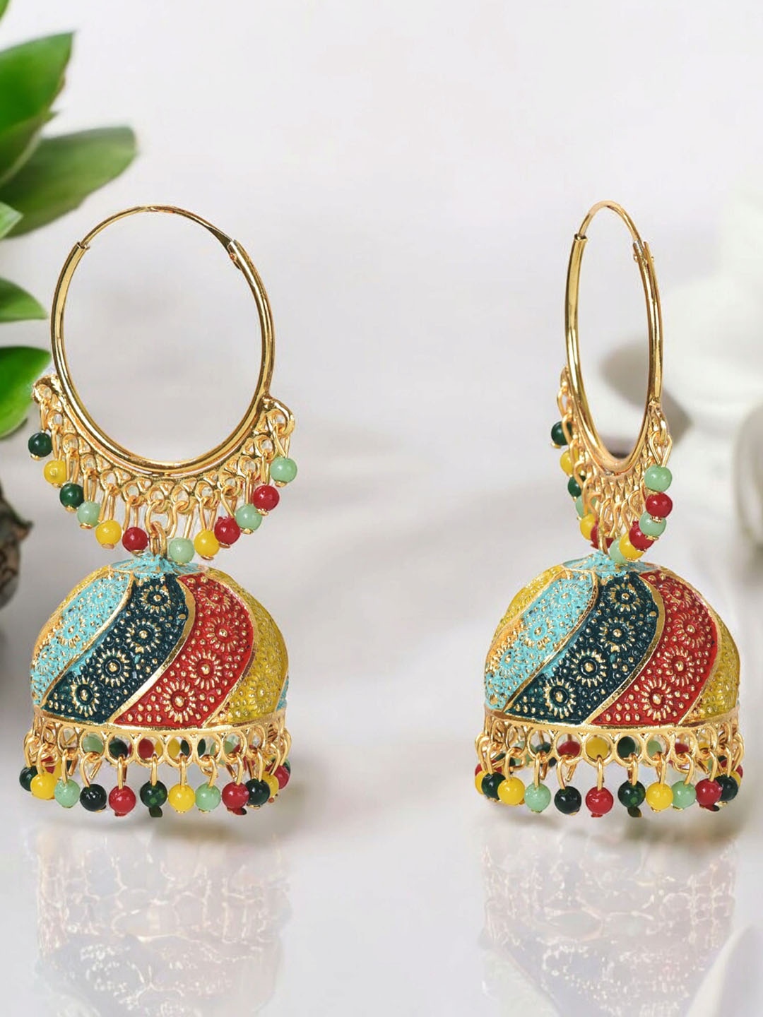 

Nilu's Collection Contemporary Jhumkas, Gold