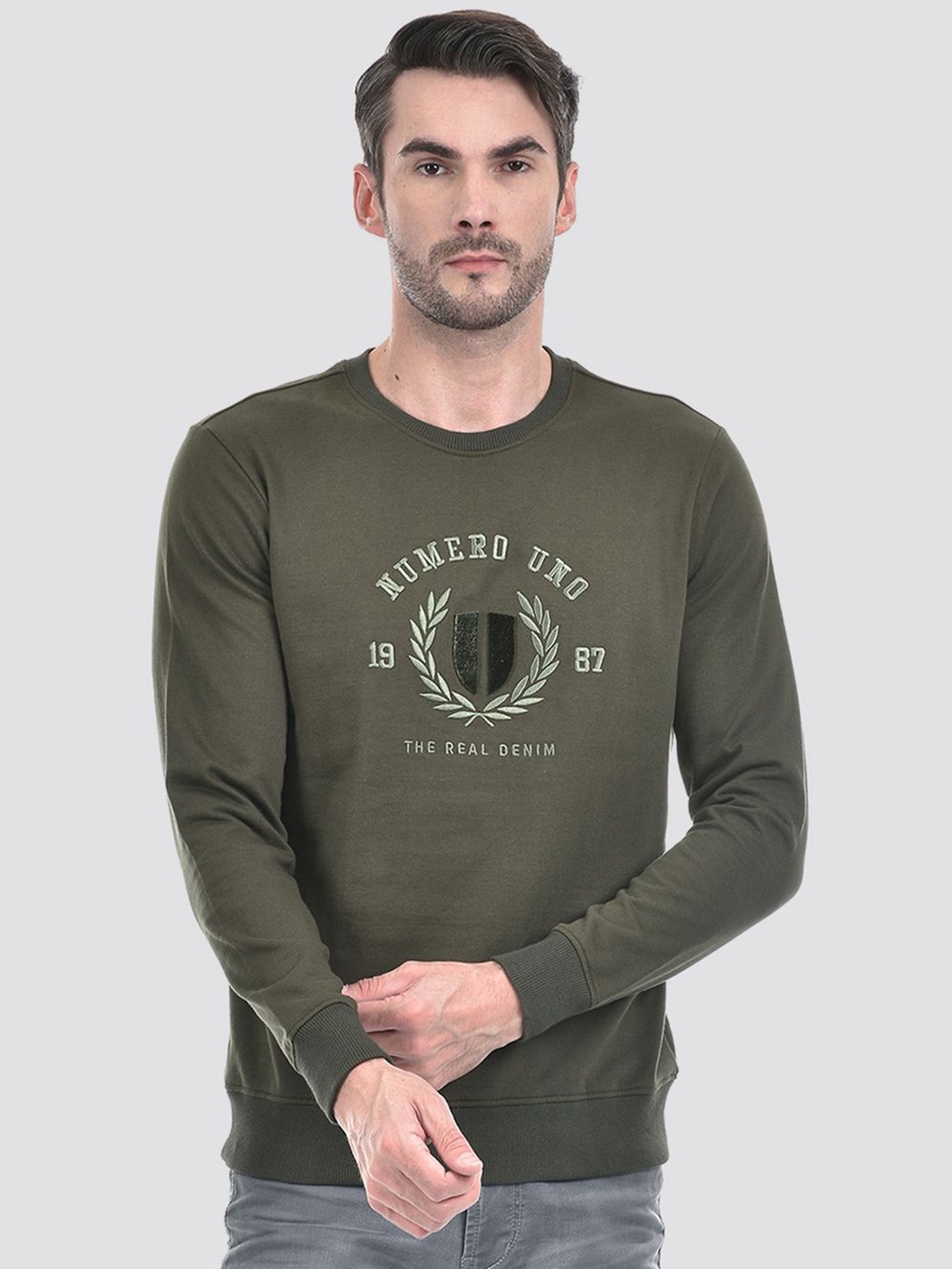 

Numero Uno Men Embroidered Sweatshirt, Green