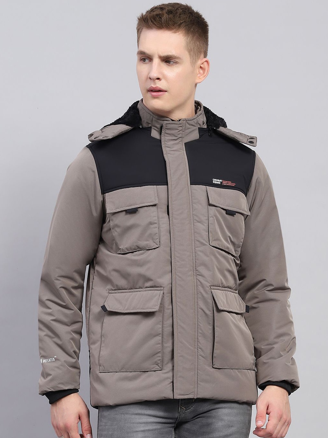 

Monte Carlo Men Hooded Solid Casual Padded Jacket, Grey