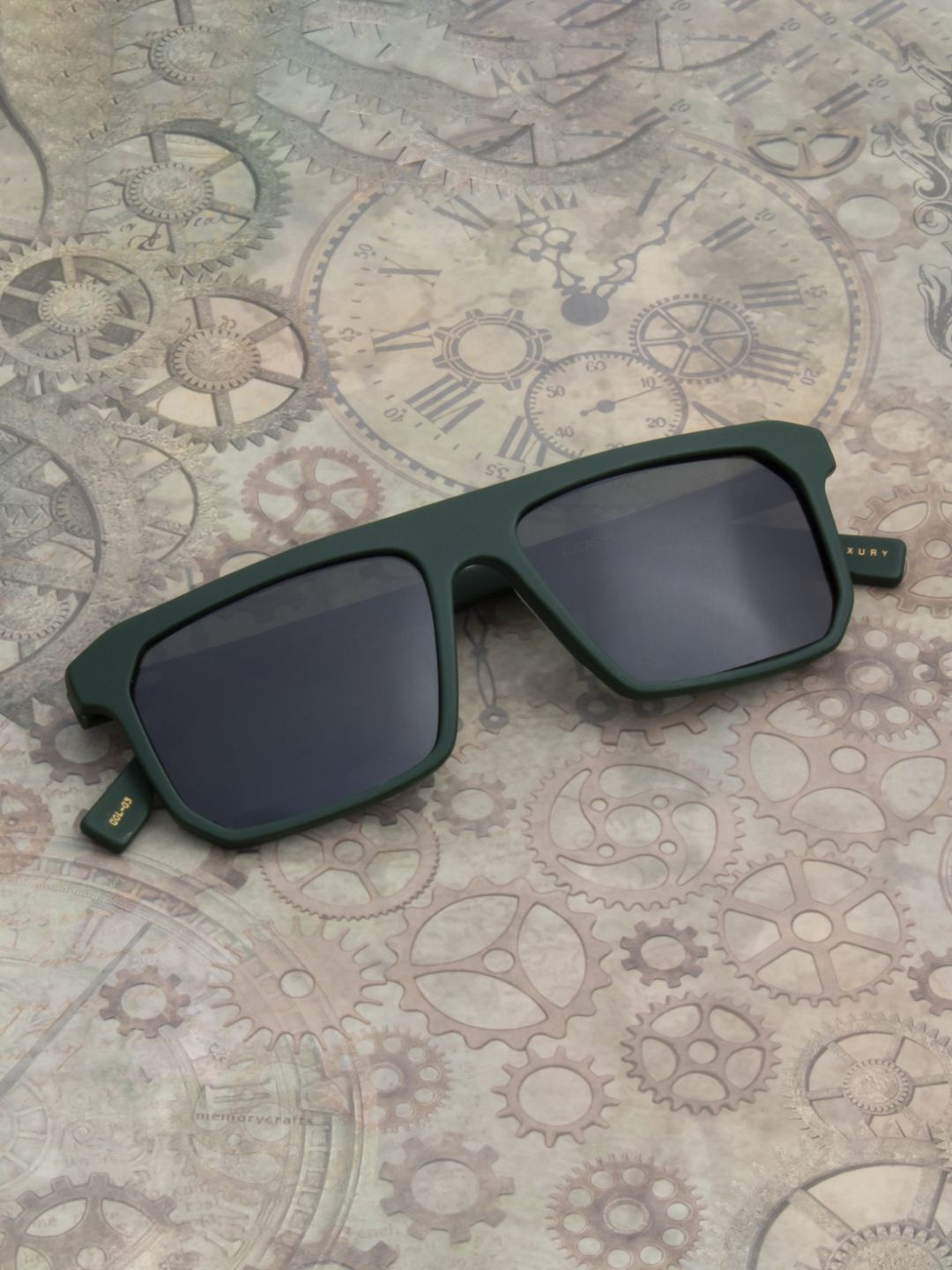 

Ted Smith Unisex Green Square Premium Acetate Sunglasses with Polarised Lens