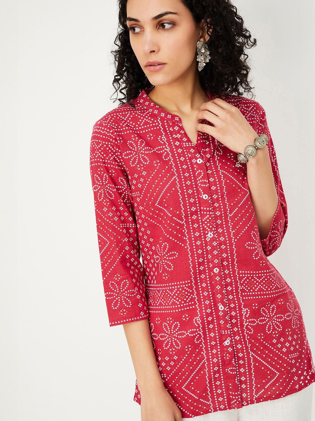 

max Women Bandhani Printed Kurti, Red