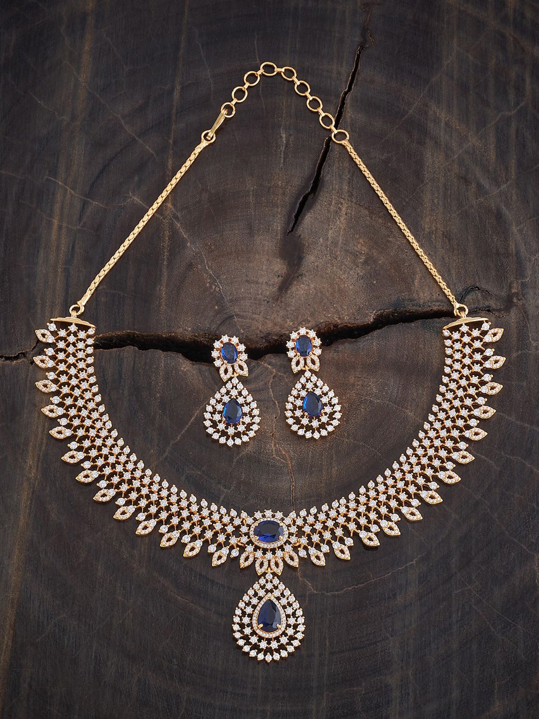

Kushal's Fashion Jewellery Gold Plated CZ Stone Studded Jewellery Set