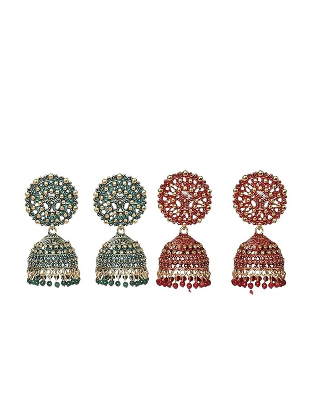 

Nilu's Collection Pack Of 4 Contemporary Jhumkas, Gold