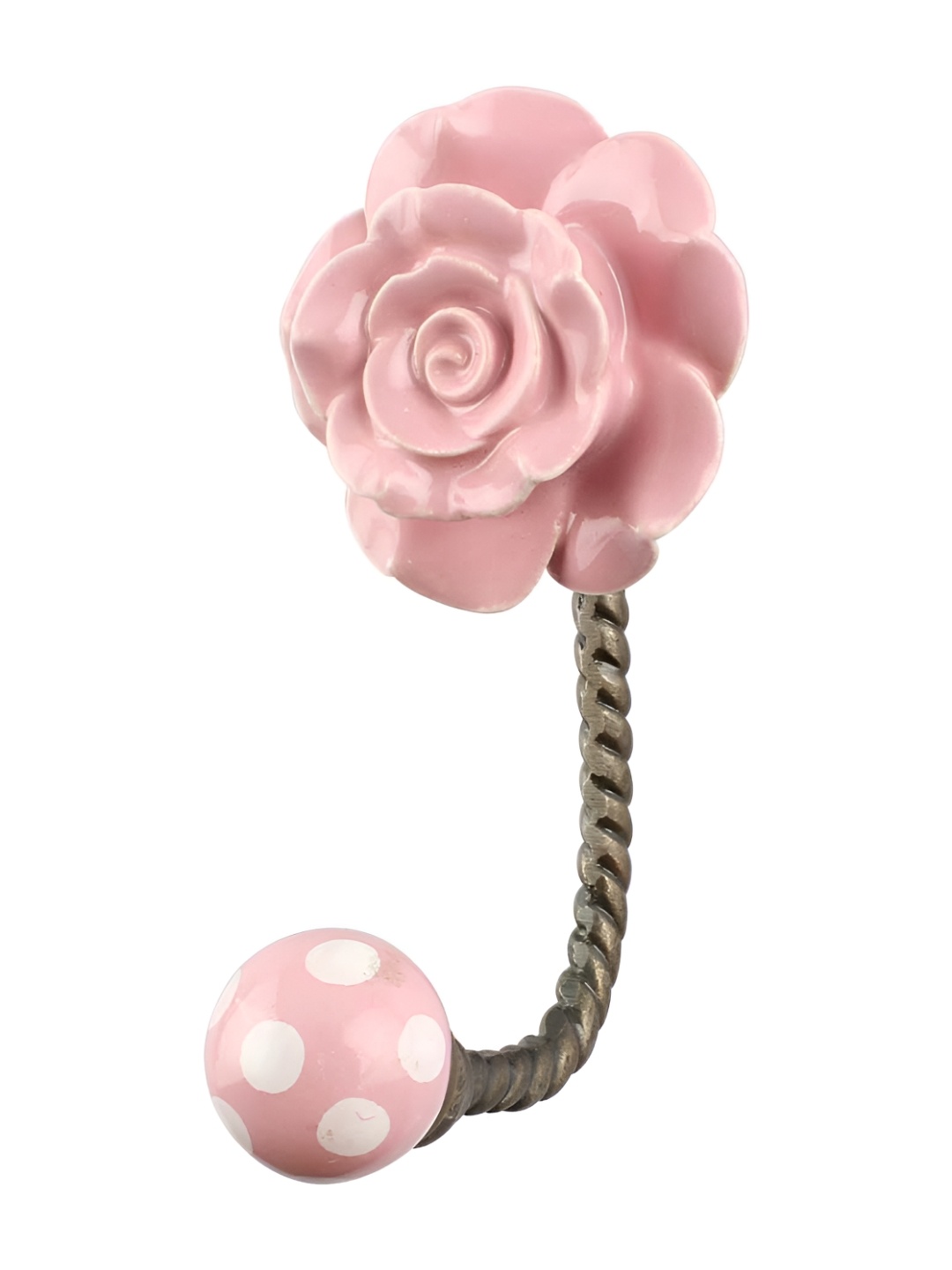 

IndianShelf Pink Floral Textured Ceramic Wall Hook