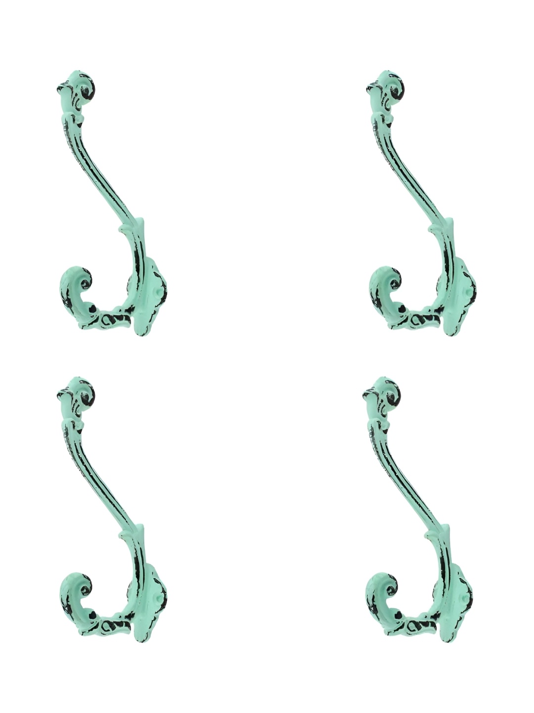 

IndianShelf Green & Black 4 Pieces Iron Farmhouse Wall Hooks