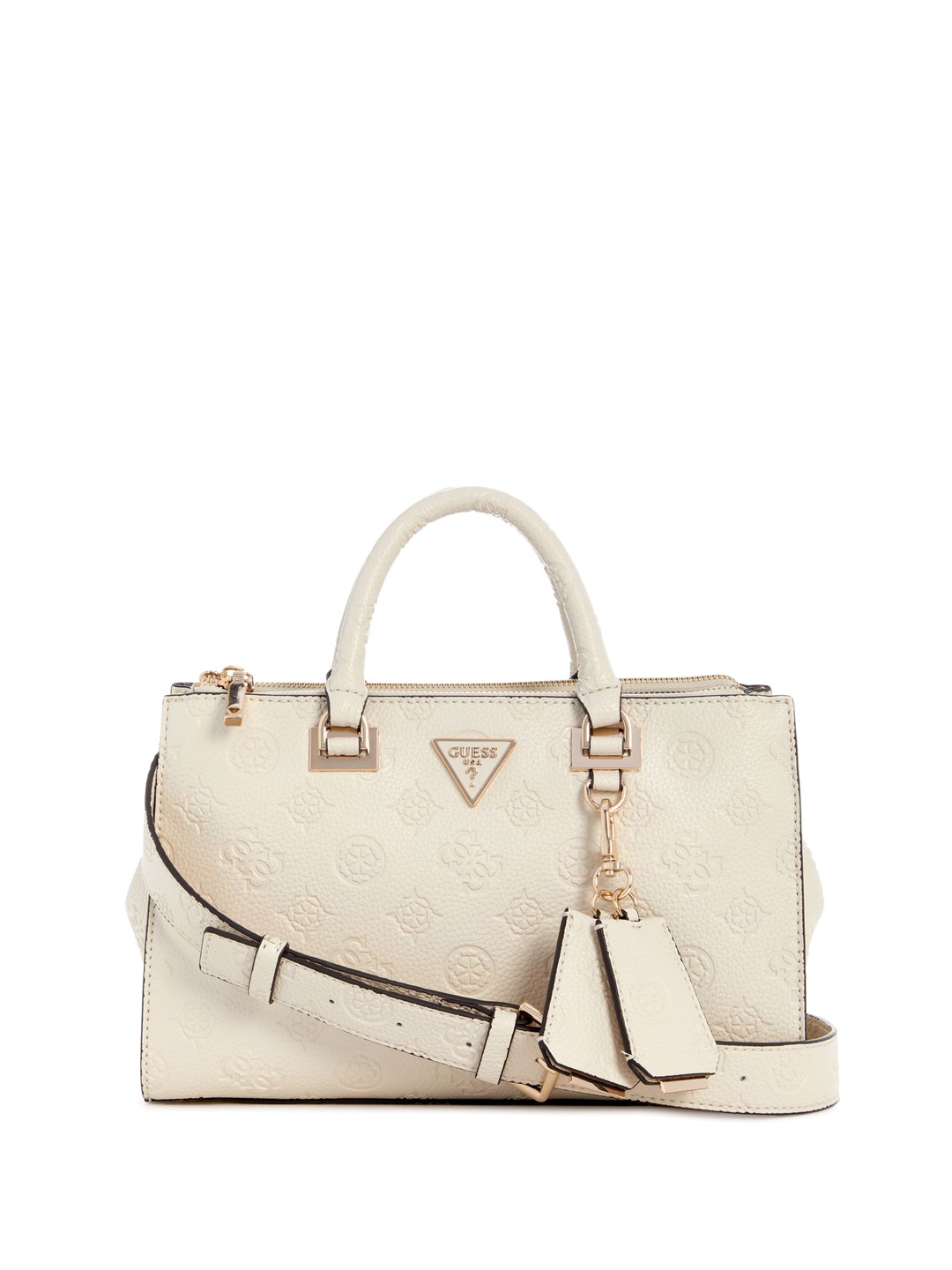 

GUESS Women Textured Structured Handheld Bag, Off white