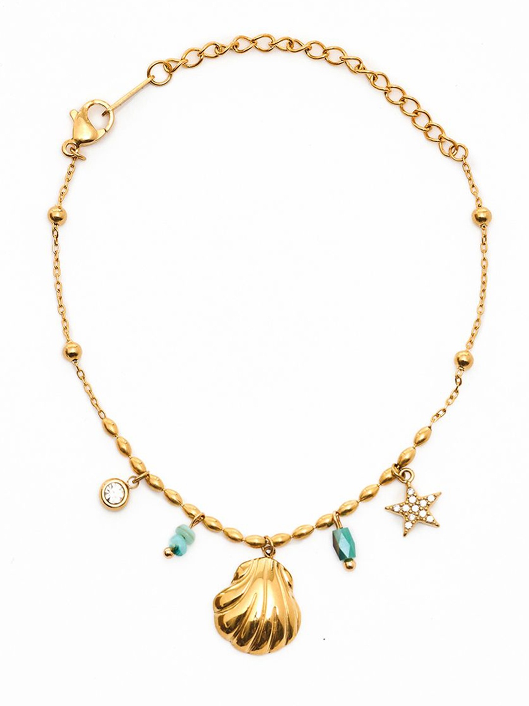 

WHITE LIES Stainless Steel Gold-Plated Charm Bracelet