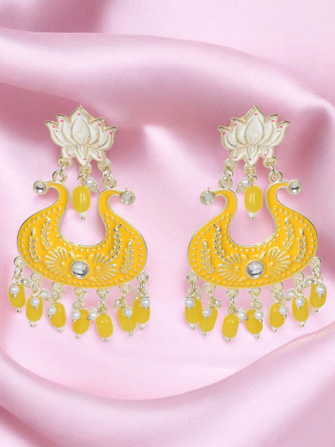 

Nilu's Collection Brass Plated Contemporary Jhumkas, Gold