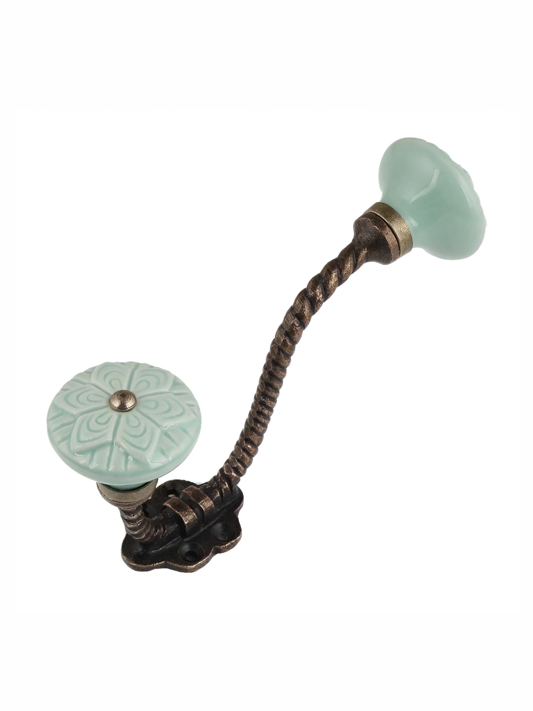 

IndianShelf Green and Brown Ceramic Wheel Textured Wall Hooks