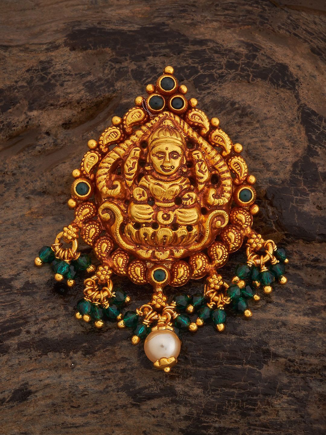 

Kushal's Fashion Jewellery 92.5 Pure Silver Gold-Plated Oval Pendants