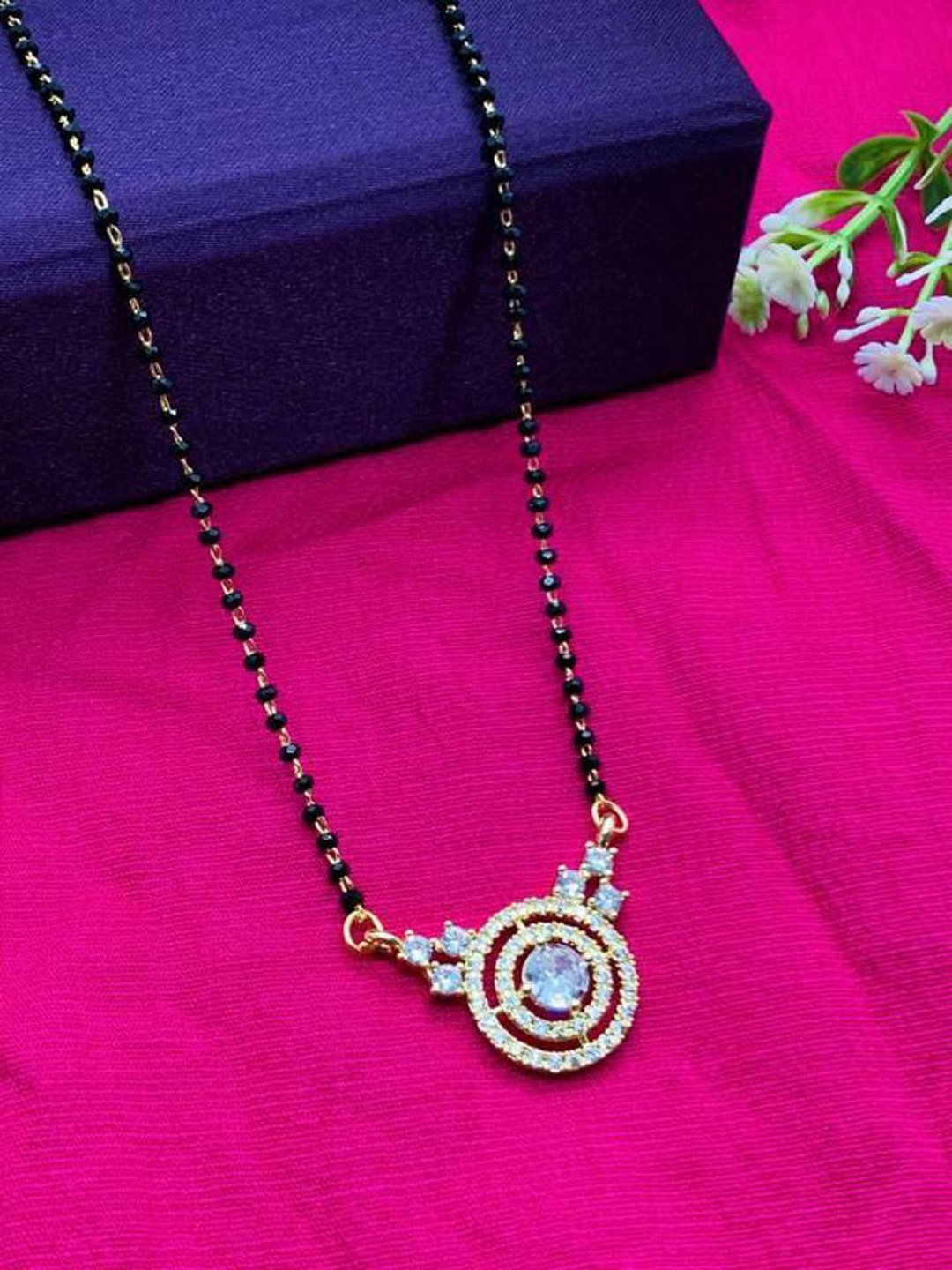 

Wynona Gold-Plated Stone Studded & Beaded Mangalsutra, Silver