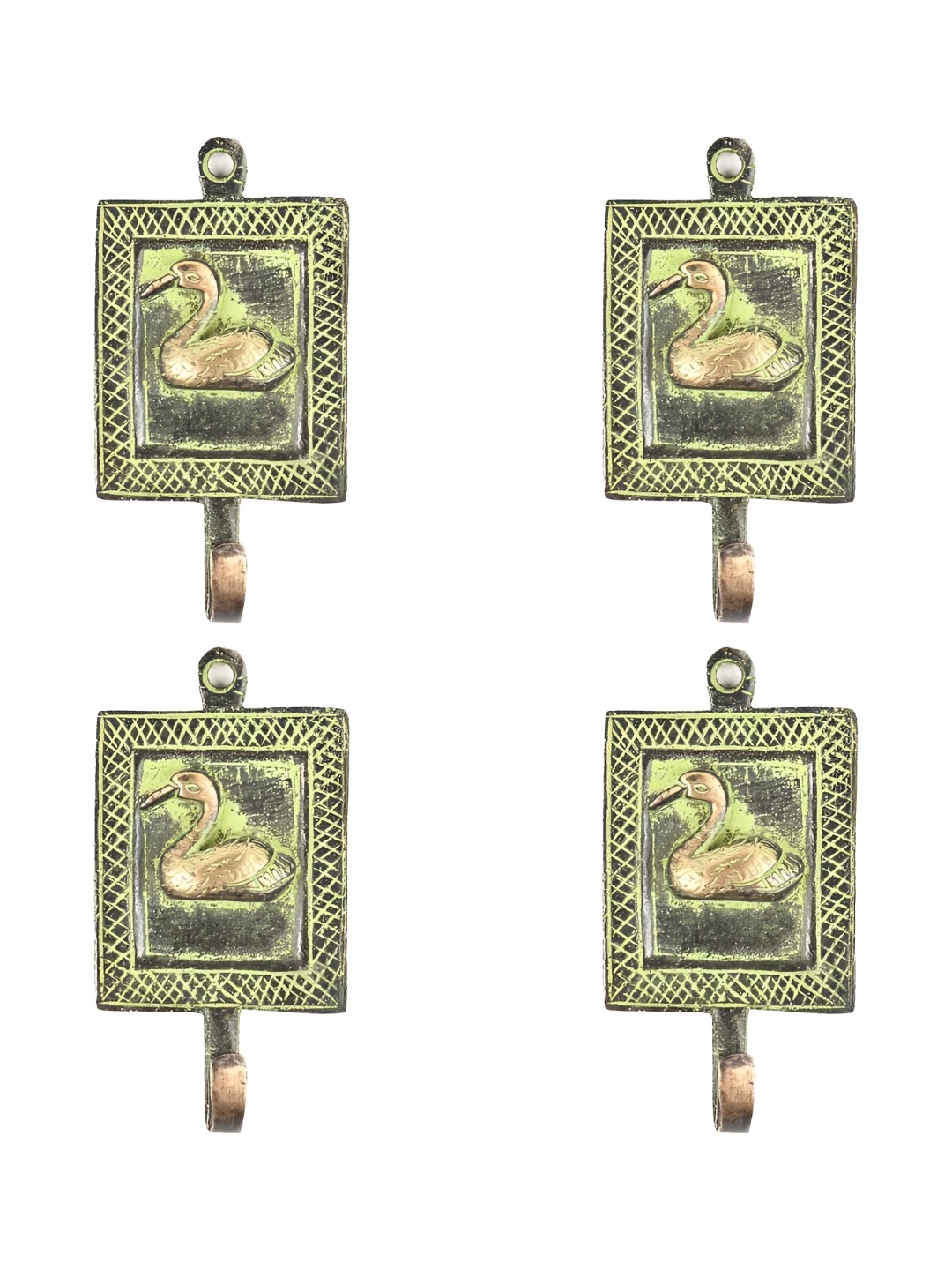 

IndianShelf Gold Toned 4 Pieces Brass Duck Bird Wall Hooks
