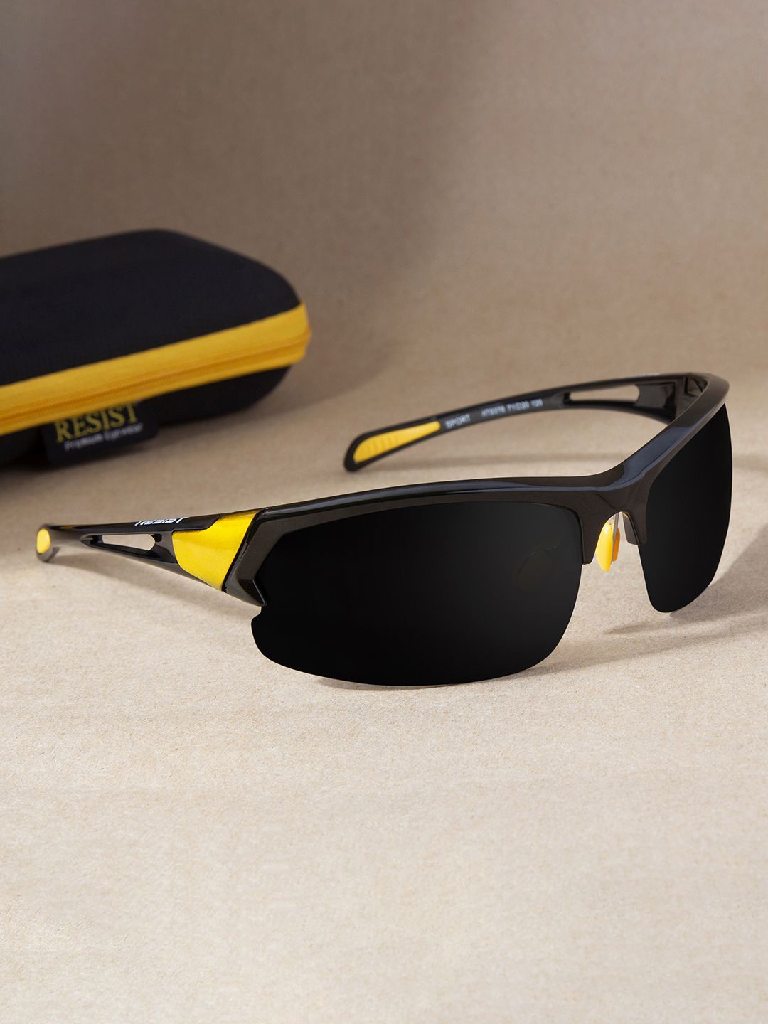 

RESIST EYEWEAR Unisex Sports Sunglasses with Polarised Lens SPORTS 9378 YELLOW BLACK