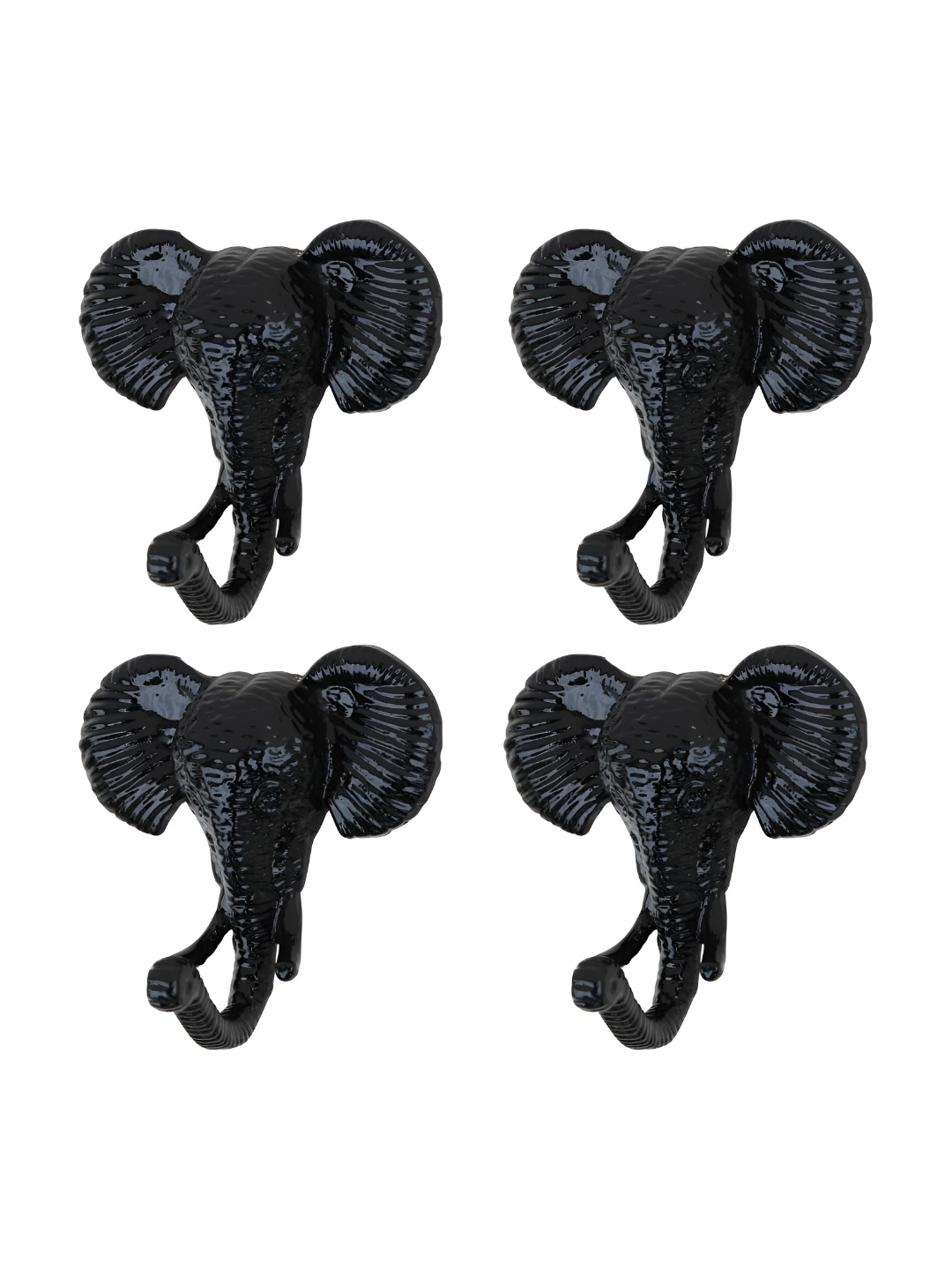 

IndianShelf Black 4 Pieces Iron Elephant Wall Hooks