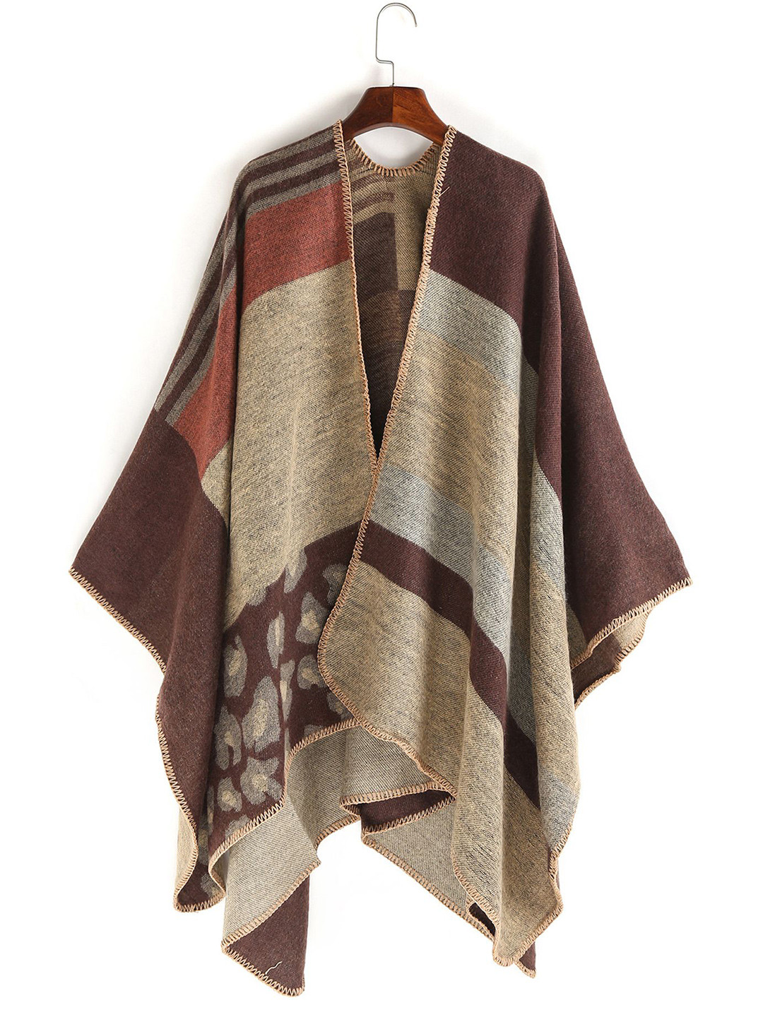 

LULU & SKY Women Printed Reversible Shrug, Brown