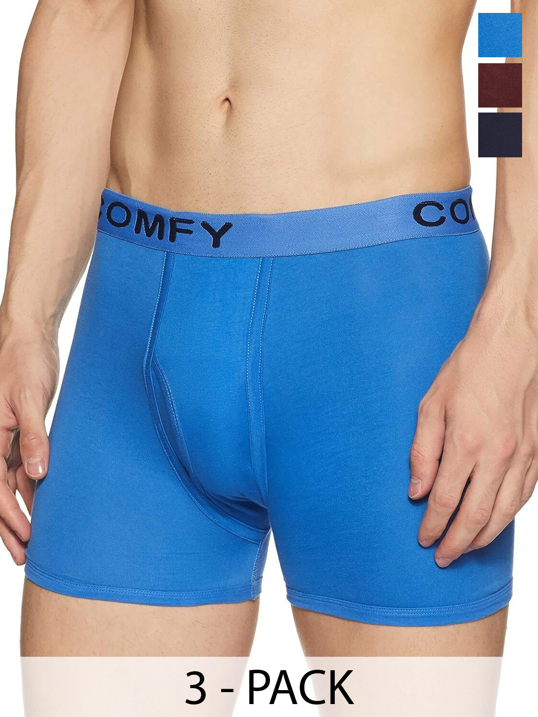 

AMUL COMFY Men Pack Of 3 Assorted Trunks Comfy-Plain-Trunk-OE-3-110, Maroon