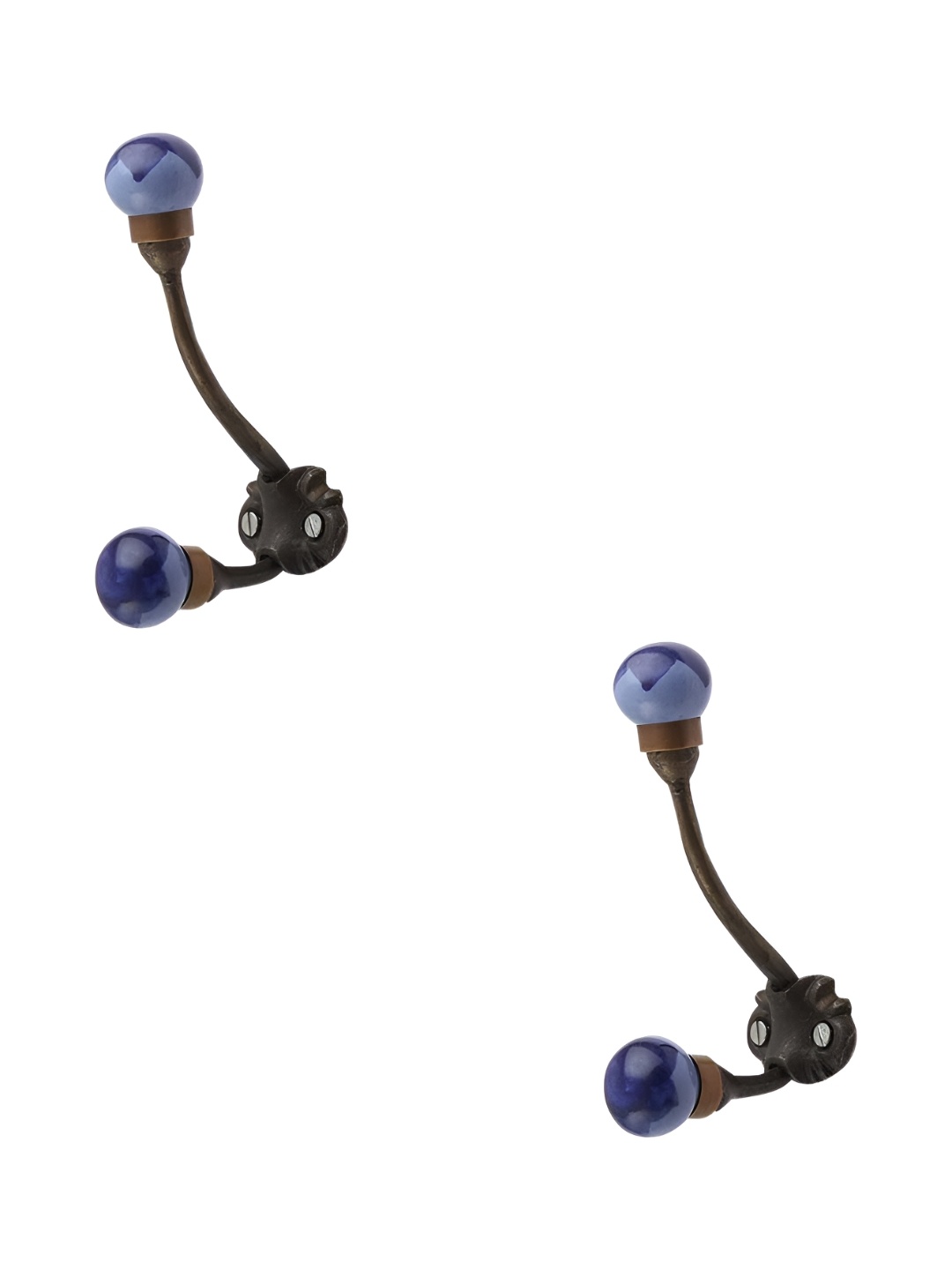 

IndianShelf Blue 2 Pieces Ceramic Modern Floral Cloth Hangers Key Holder