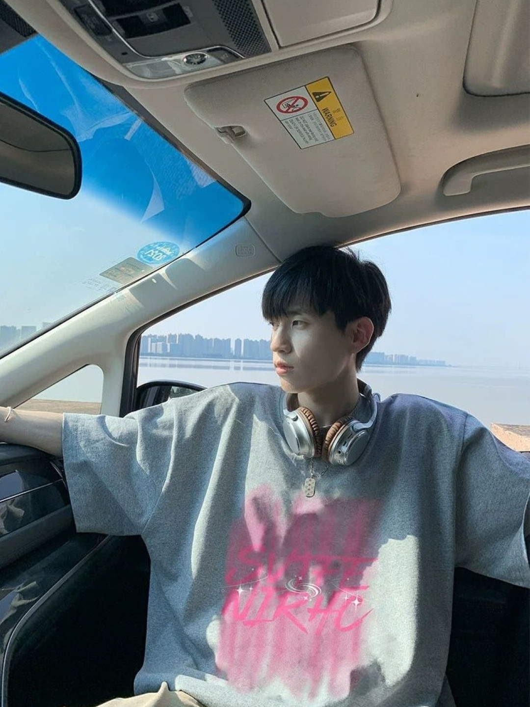 

HERE&NOW Men Typography Printed Round Neck Cotton Oversized T-shirt, Grey