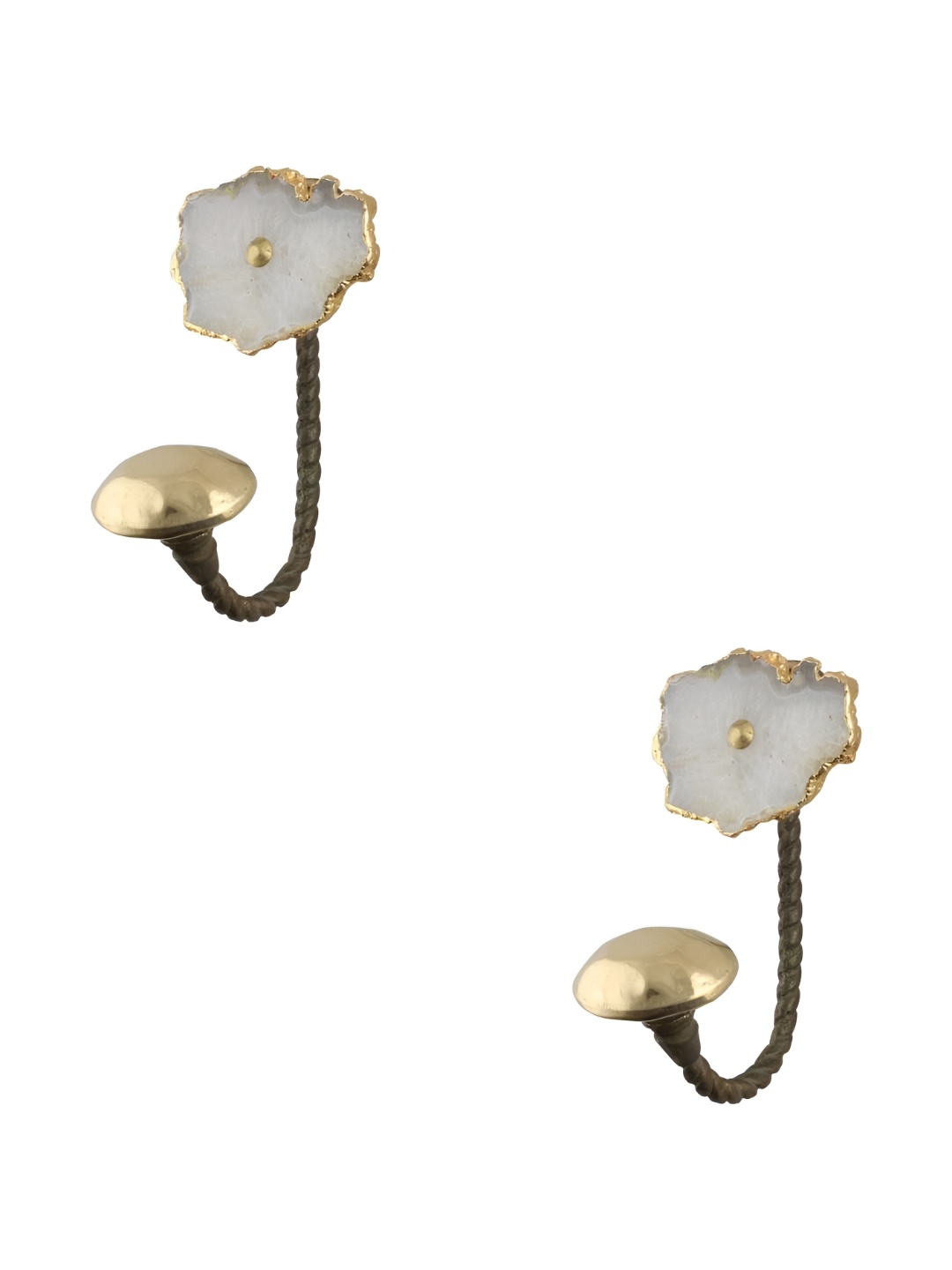 

IndianShelf Gold Toned & White 2 Pieces Stone Modern Key Wall Hooks