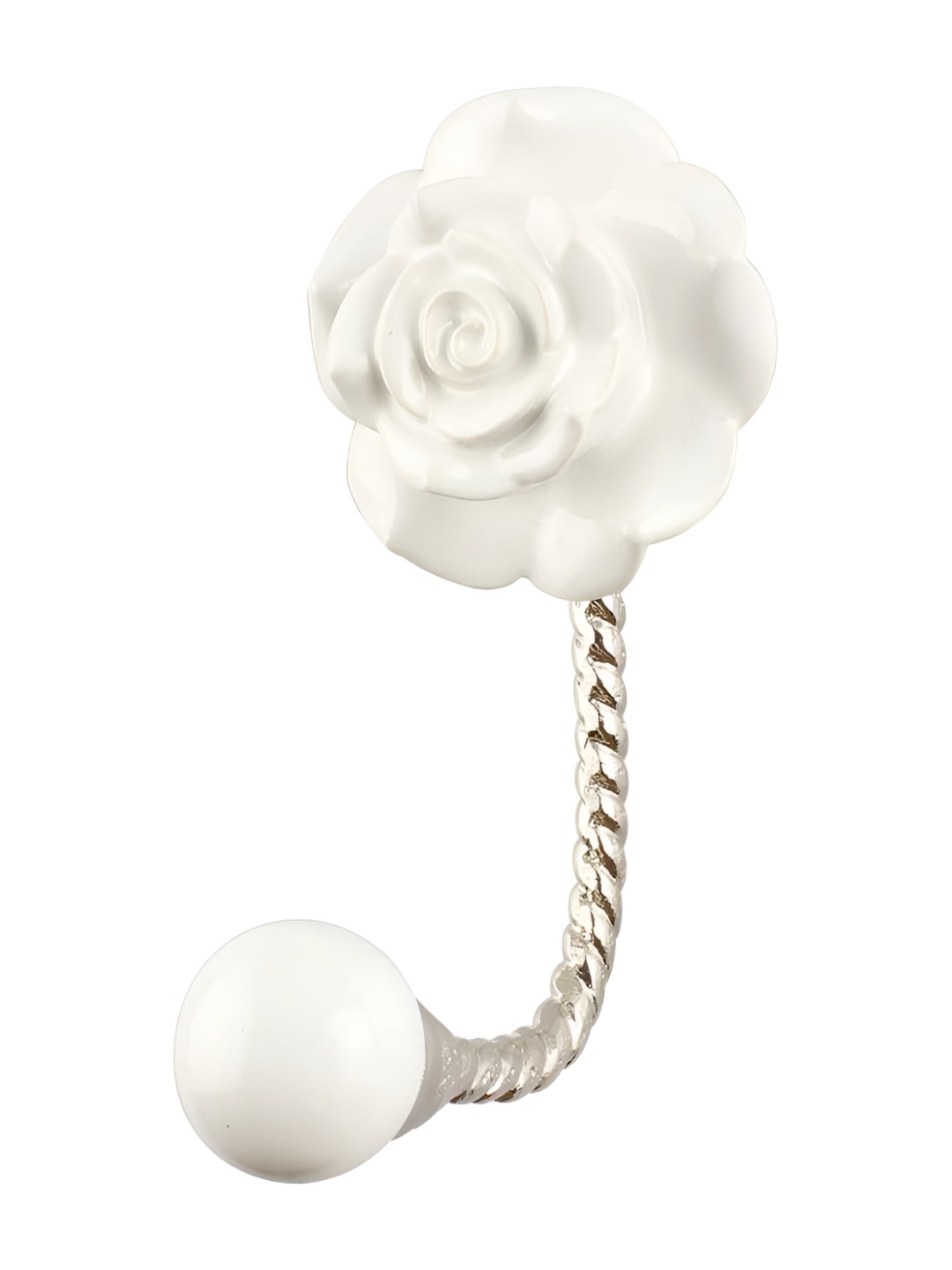 

IndianShelf White Ceramic Flower Wall Hook