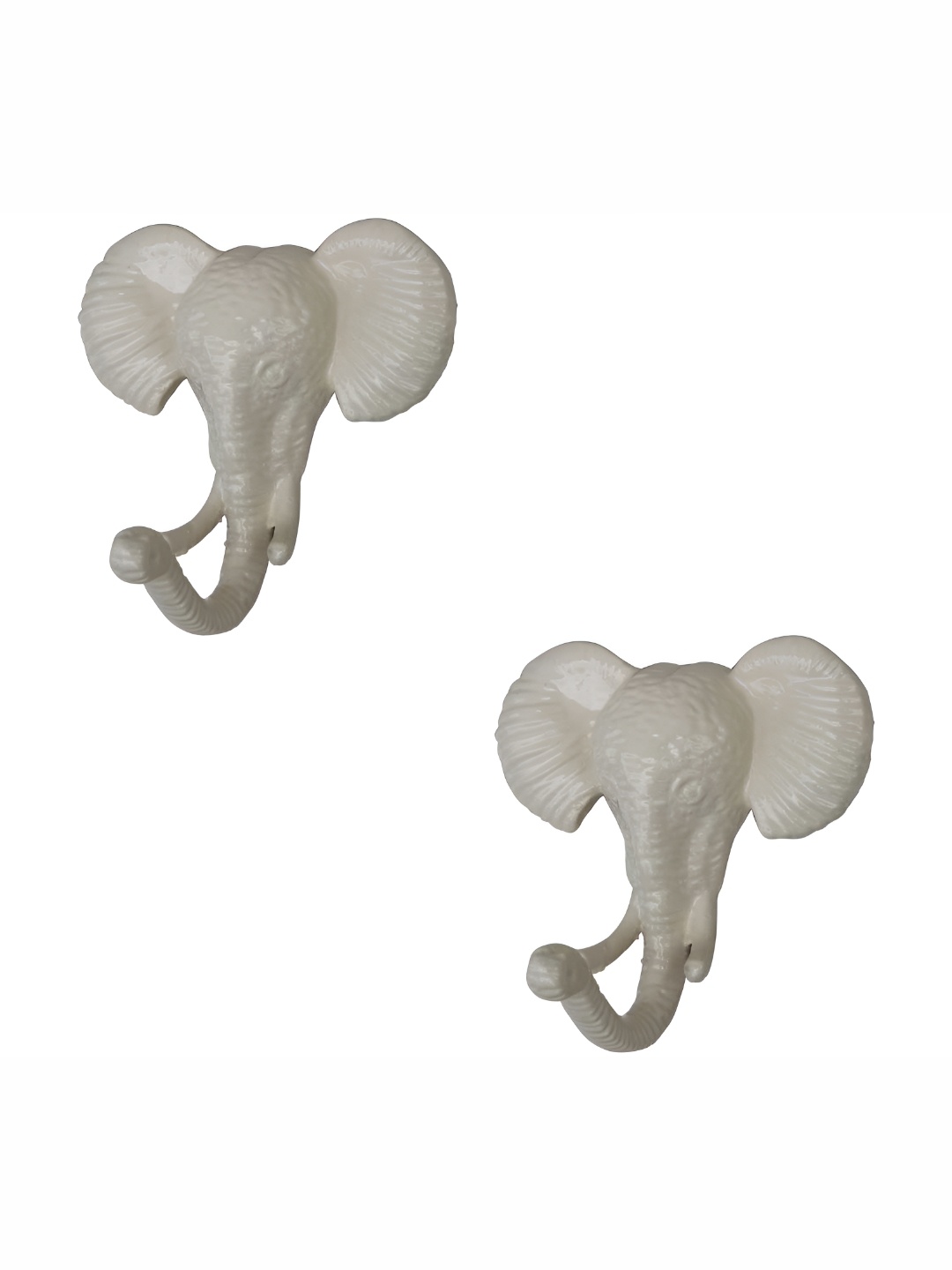 

IndianShelf Cream-Coloured 2 Pieces Iron Elephant Cloth Hangers Coat Hooks