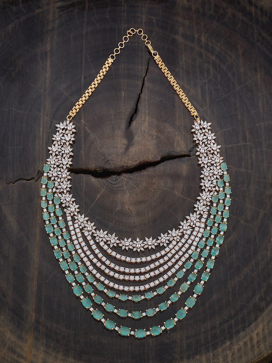 

Kushal's Fashion Jewellery Rhodium-Plated Zircon Studded Necklace, Silver