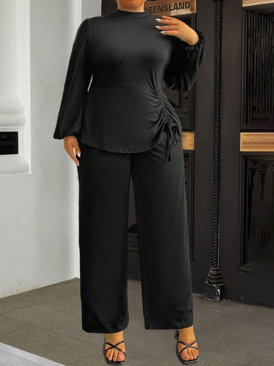 

LULU & SKY Long Sleeves Top With Trouser, Black