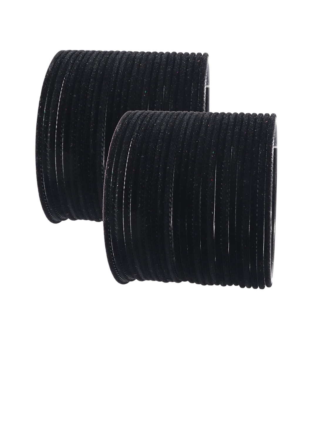 

ZULKA Women Set of 48 Velvet Finish Metal Bangle, Black