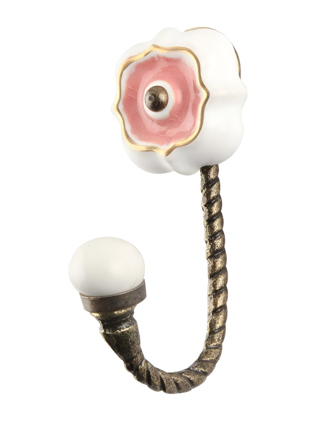 

IndianShelf Pink & White Ceramic Wall Hooks