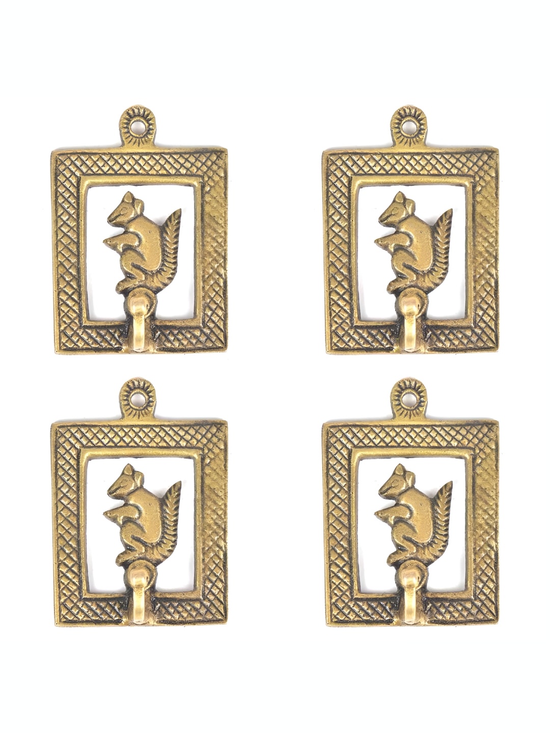 

IndianShelf Gold Toned 4 Pieces Squirrel Textured Ceramic Wall Hooks
