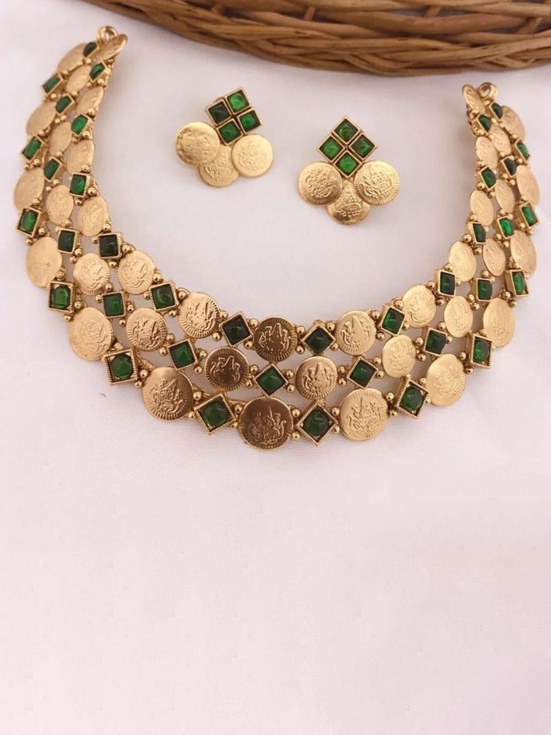 

Gyaan Jewels Gold-Plated Stone Studded Necklace & Earrings