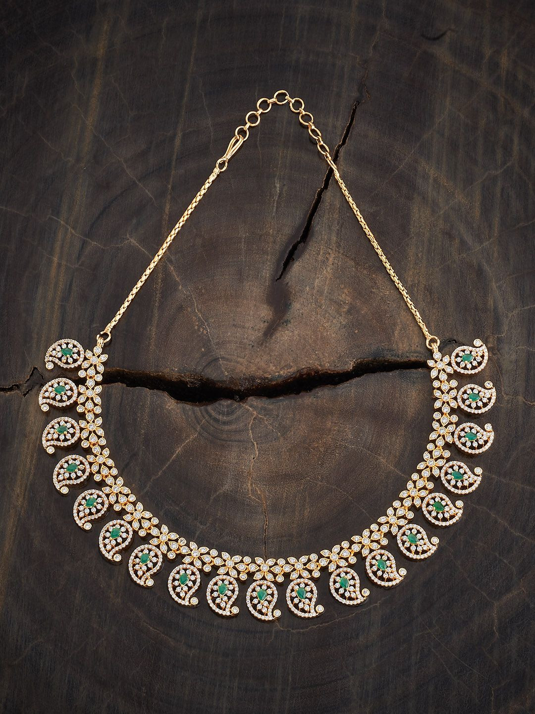 

Kushal's Fashion Jewellery Gold-Plated Zircon Studded Necklace