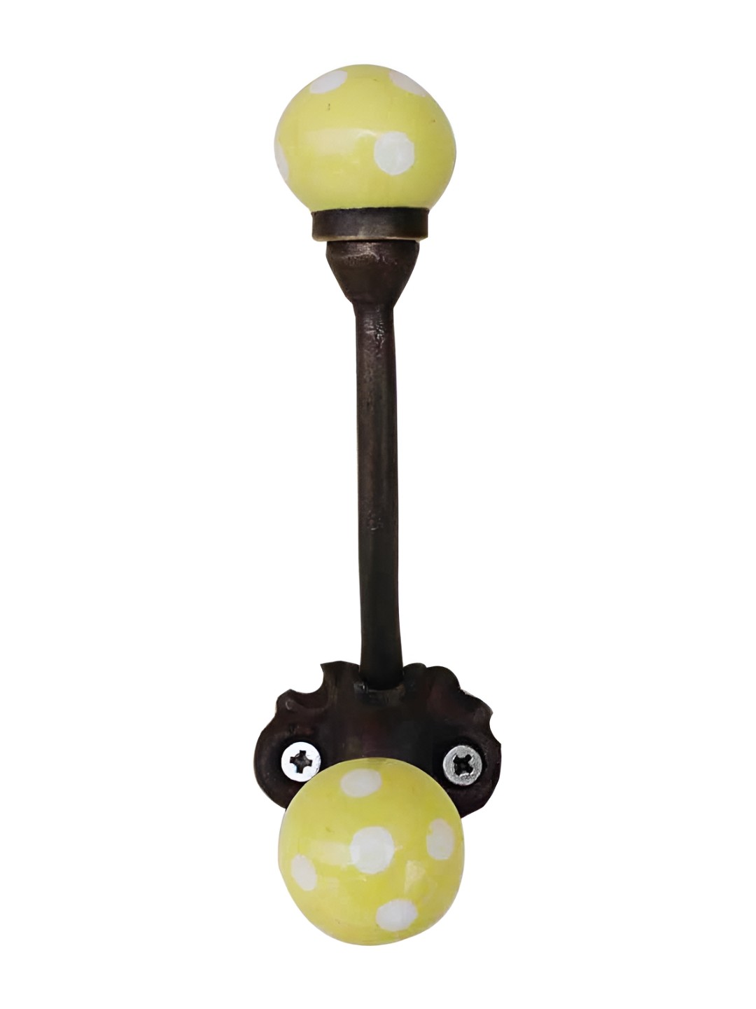 

IndianShelf Yellow and White Ceramic Dot Printed Wall Hook
