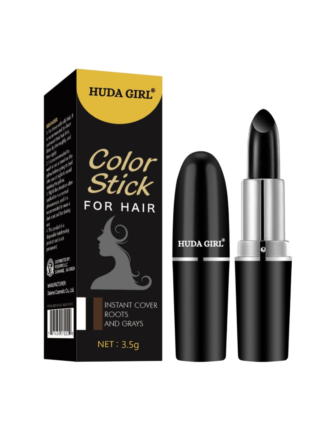 

Huda Girl Natural Root Touch Up Color Stick For Grey Hair - 3.5 g - Black